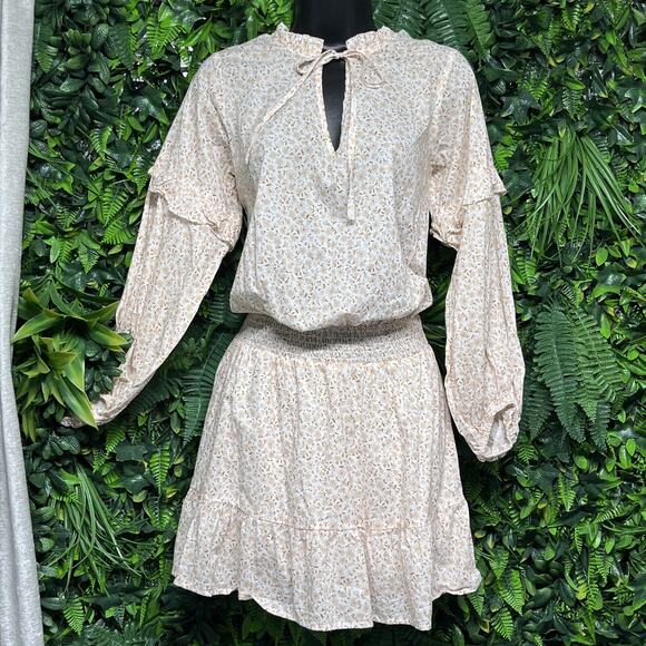 CHARLIE HOLIDAY ANTHROPOLOGIE Dress Women 4 Orange Floral‎ Boho Cottage 2803 - Picture 1 of 11